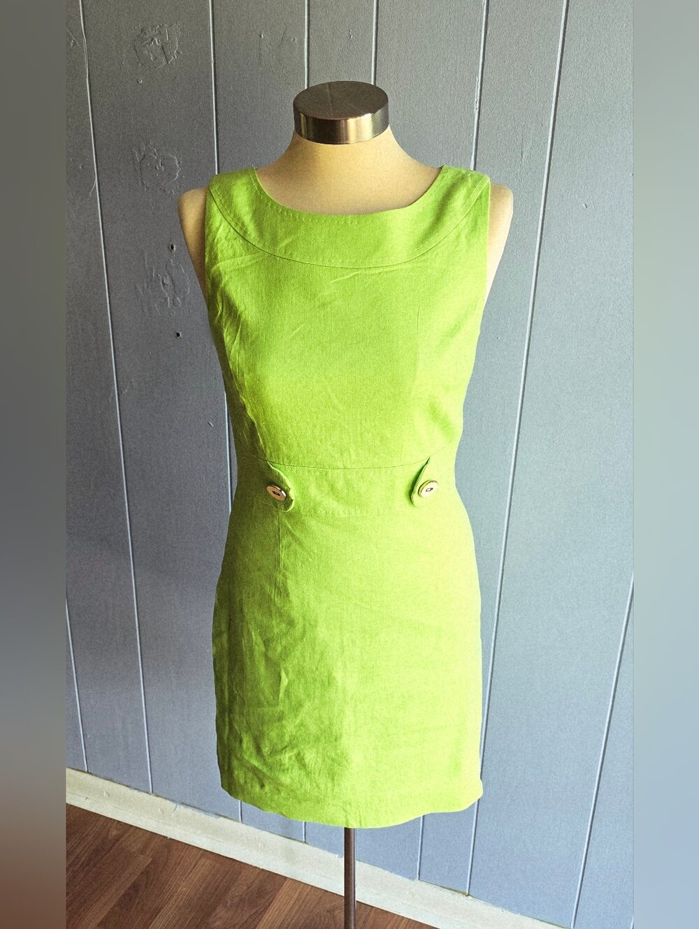 Antonio Melani Womens Sheath Dress Decorative Gold-tone Side Waist Buttons